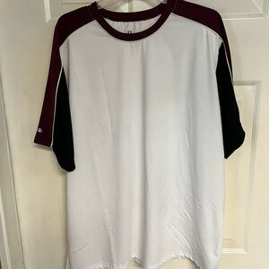 Holloway White,Black and Maroon Raglan Sleeve Tee